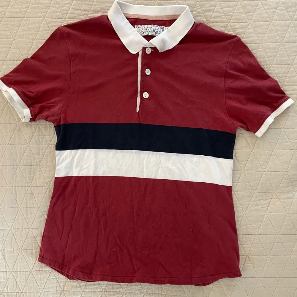 SHIPLEY & HALMOS‎ Colorblock Stripe Polo Shirt Size S